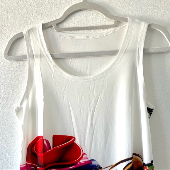NWT SLEEVELESS CASUAL T-SHIRT A-LINE MINI DRESSES PRINT CREWNECK BEACH TANK - Picture 3 of 11